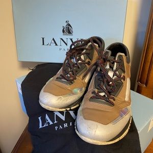 Lanvin Men’s Patchwork Veau Matalise Metalised Low Running Shoes